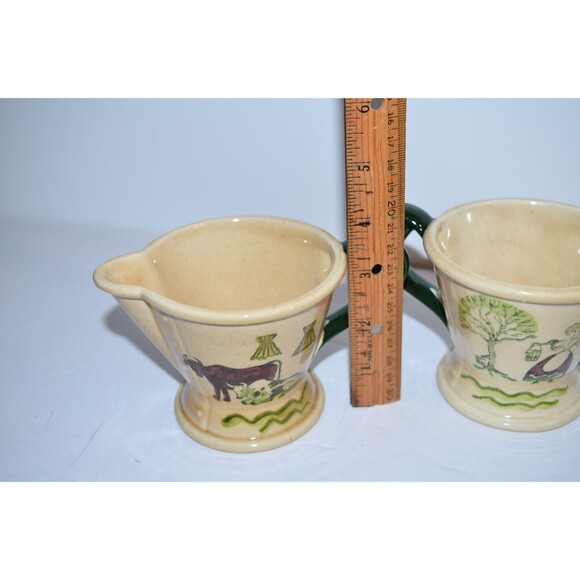 Poppytrail  Metlox Homestead Provincial Green Red Yellow Sugar Creamer Set Vtg - Picture 6 of 9